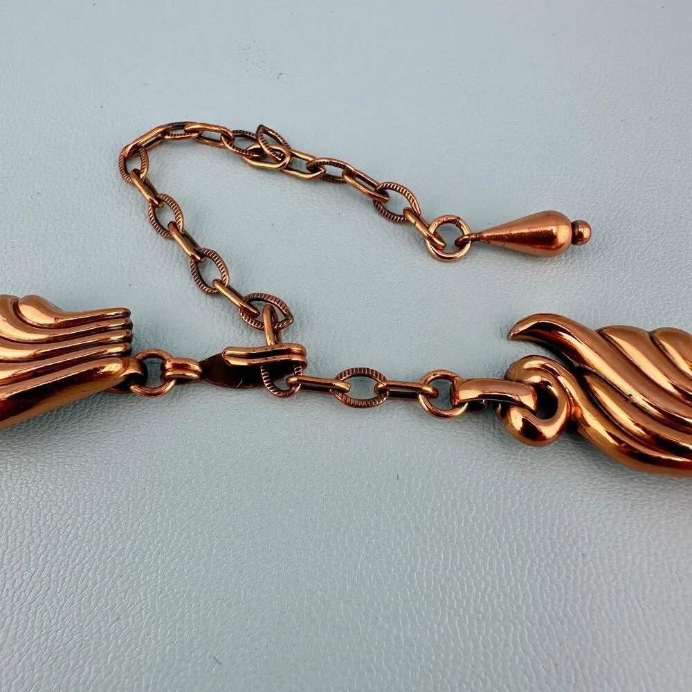 Vintage Renoir Necklace Copper Wing Shaped Links Adjustable 14
